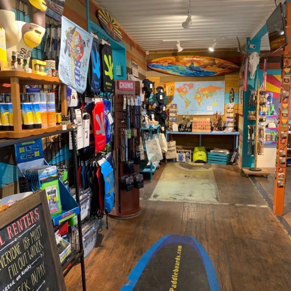 inside of lake powell paddleboards and kayaks gift shop