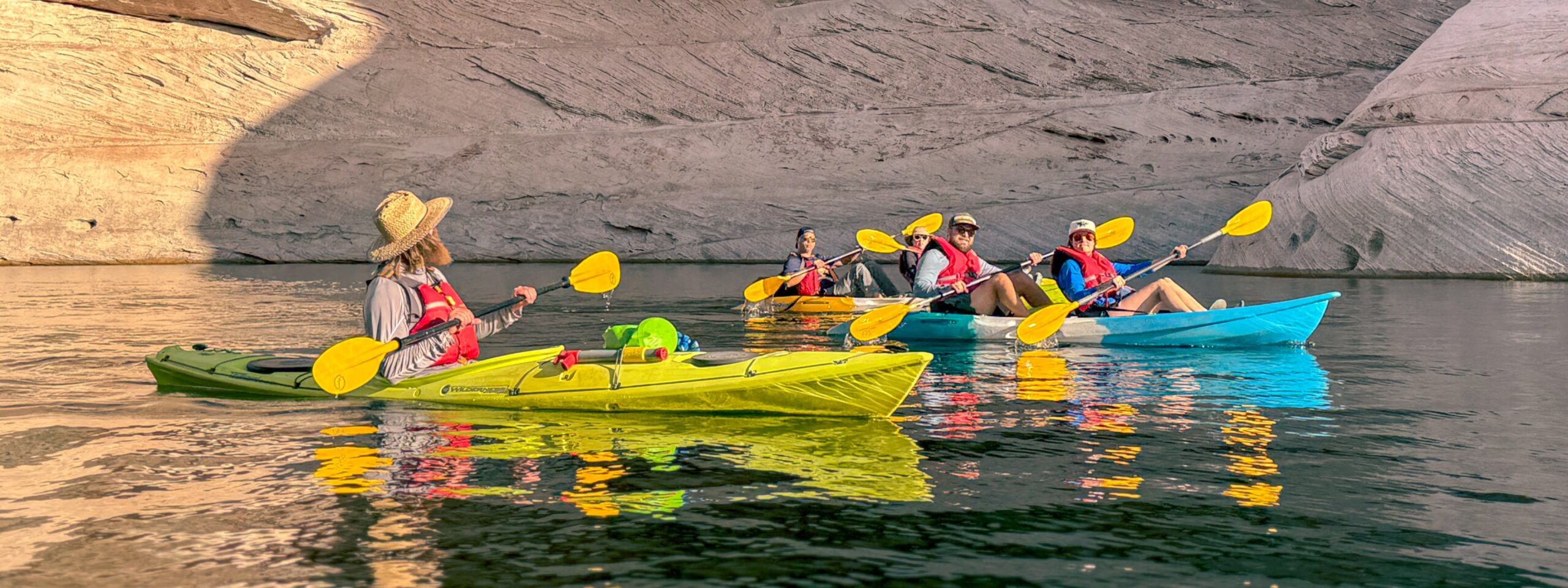 group kayaking lake powell led by a trained and certified guide